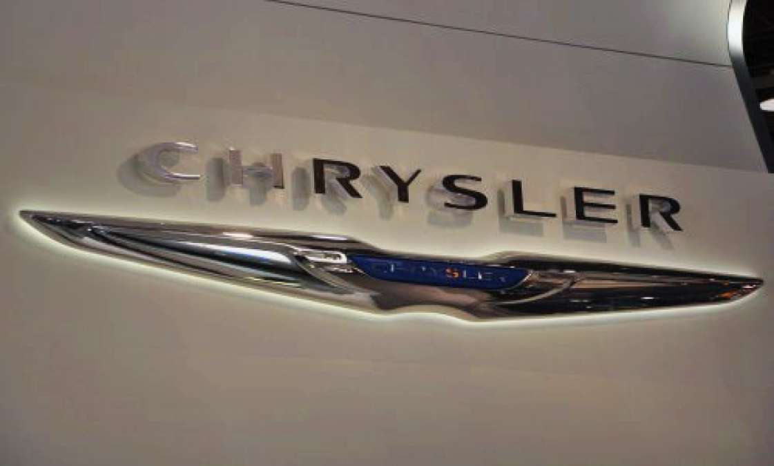 The Chrysler brand logo at the 2012 Detroit Auto Show