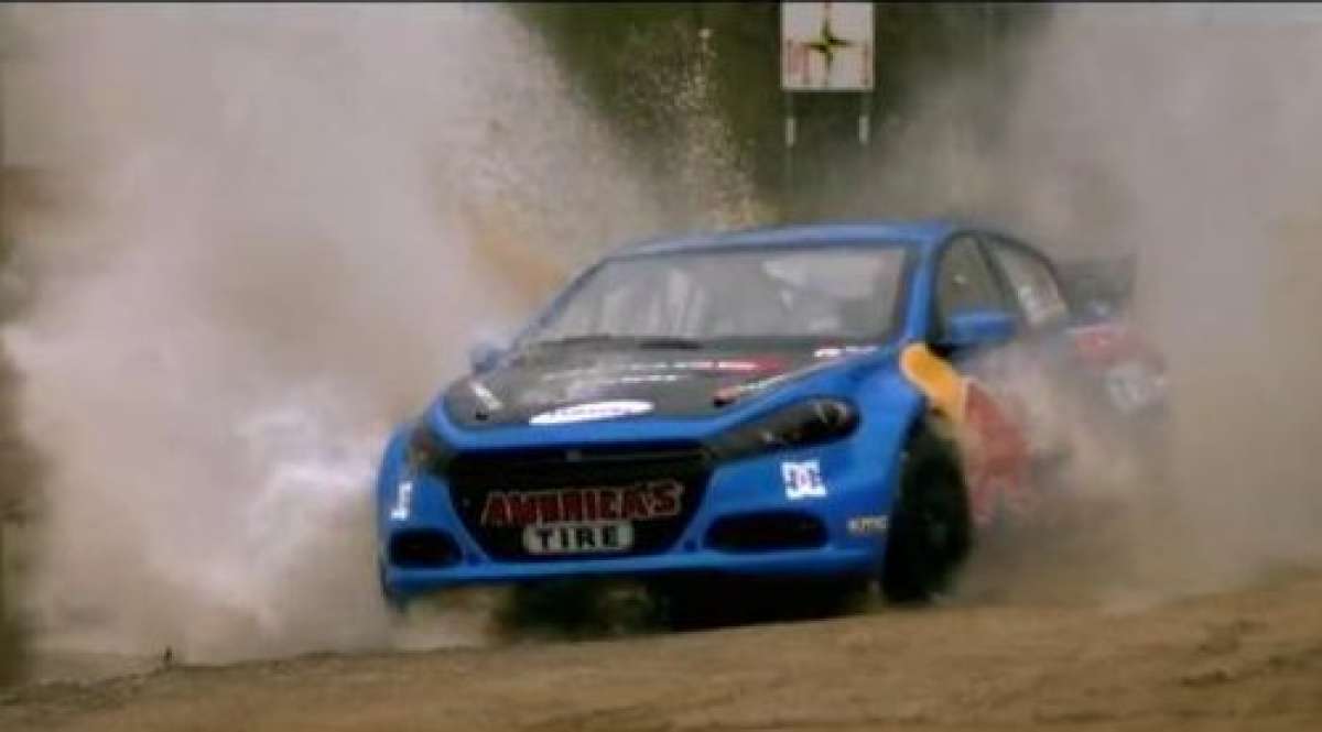 A screenshot of the Dodge Dart Rally Car in action