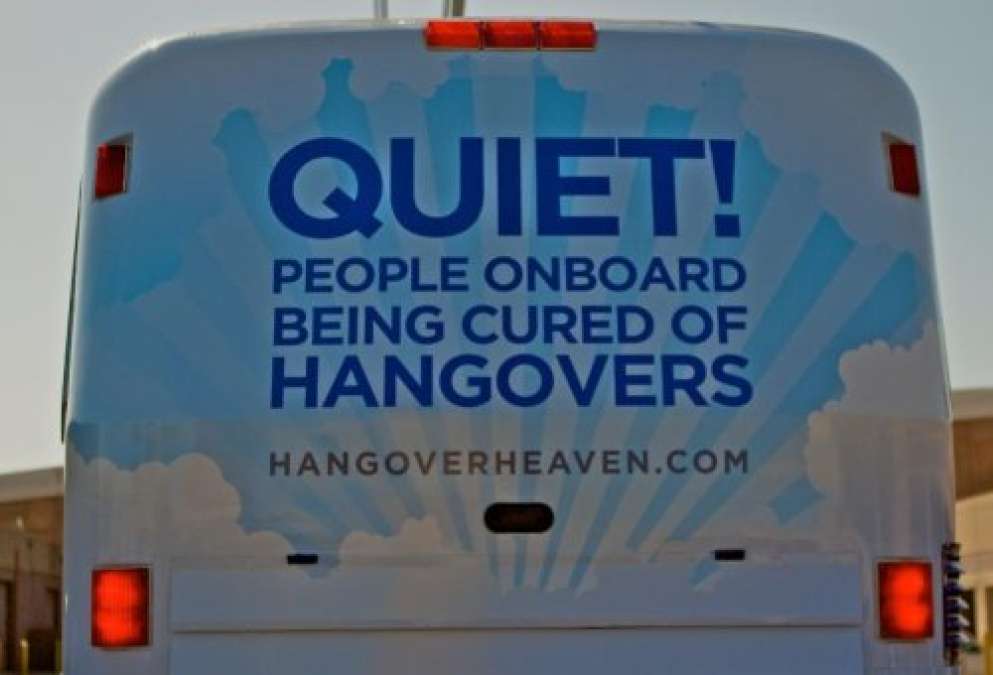 The back of the Hangover Heaven bus.
