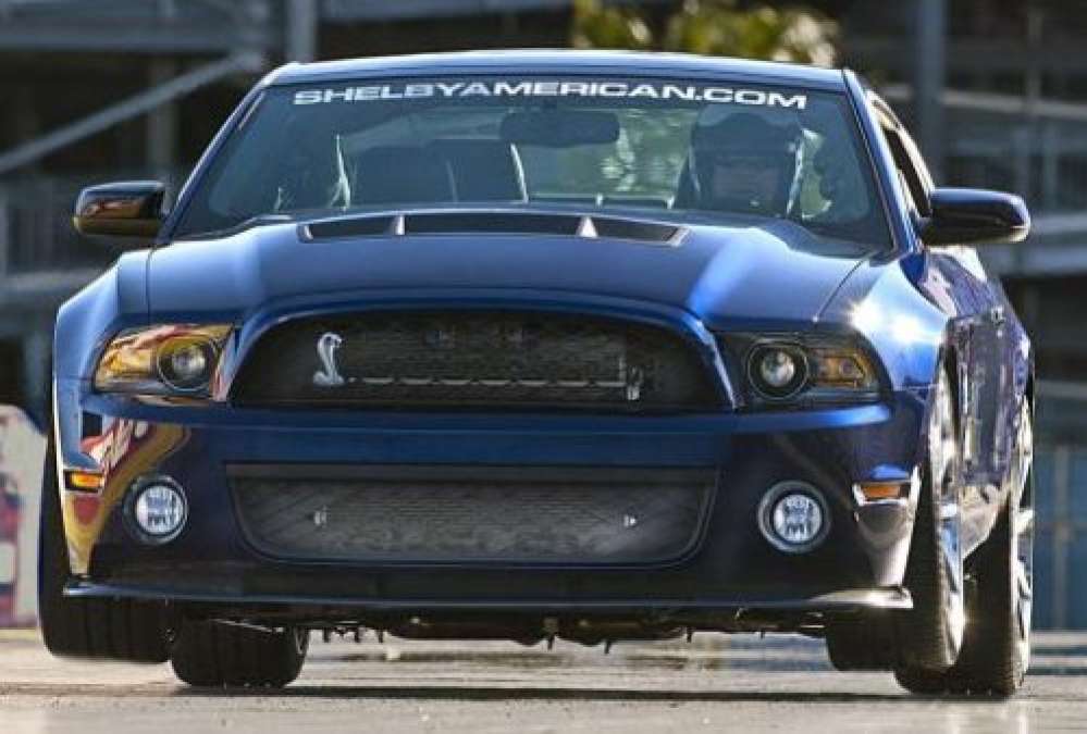 The image of the Shelby 1000hp Mustang with the wheels up