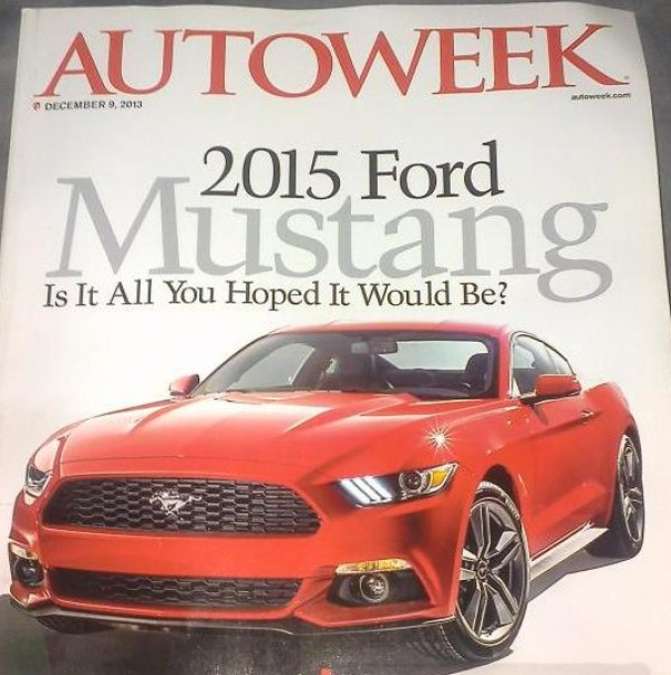 The 2015 Ford Mustang on the cover of Autoweek