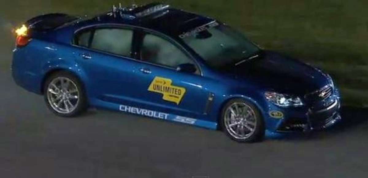 NASCAR Chevy SS Pace Car on Fire