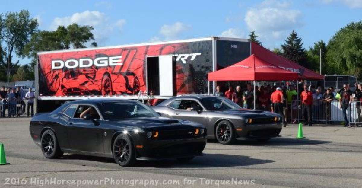 Hellcat Challengers at 2015 Roadkill Nights by Dodge