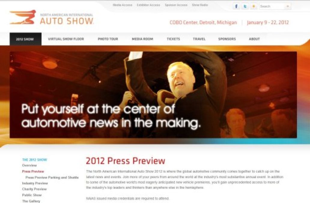 Press Preview at the 2012 NAIAS website