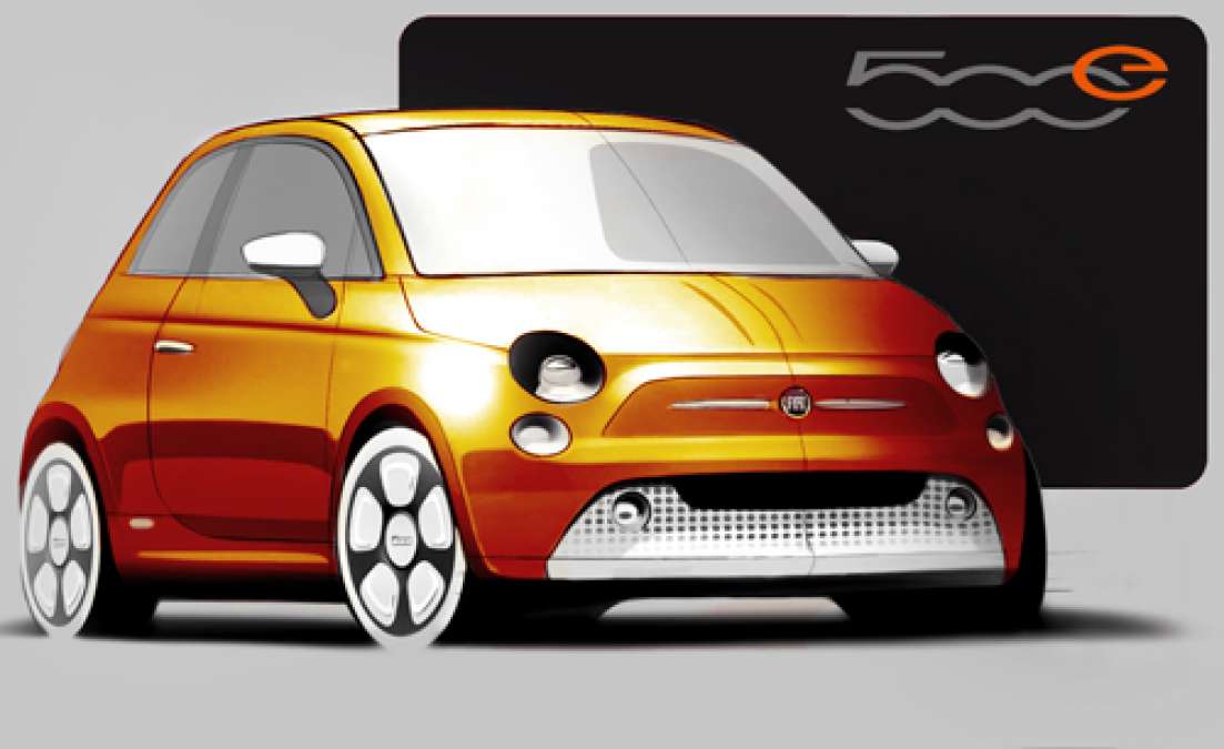 A rendering of the 2013 Fiat 500e. Image courtesy of Newspress. 