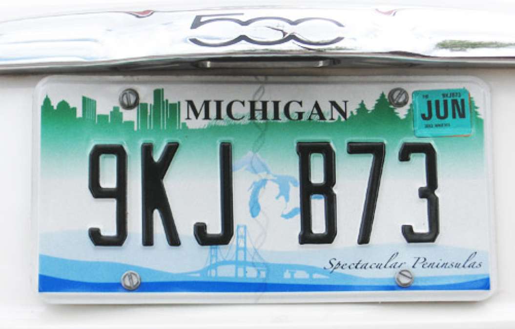 The license plate on a 2012 Fiat 500c. Photo by Don Bain