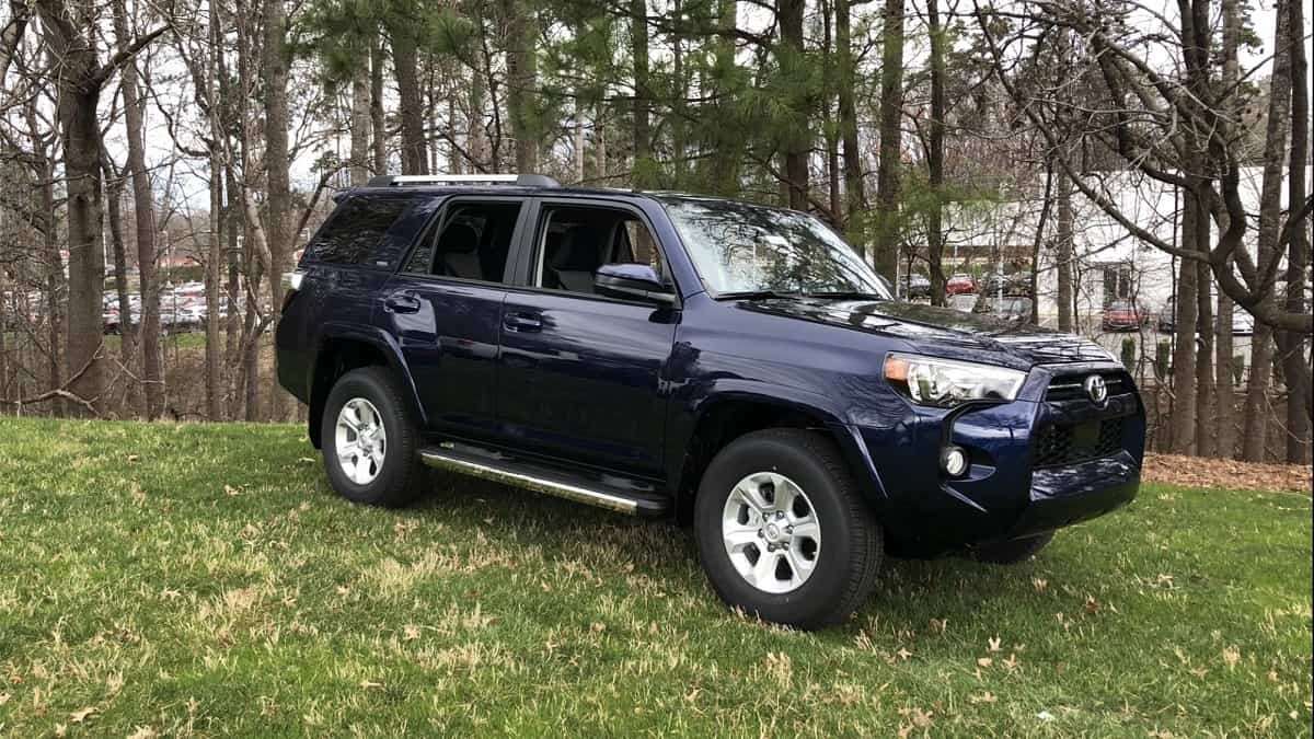 2020 Toyota 4Runner SR5 Nautical Blue profile and front end