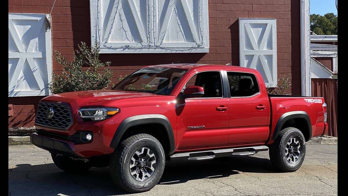 2021 Toyota Tacoma TRD Off-Road Barcelona Red profile view front end