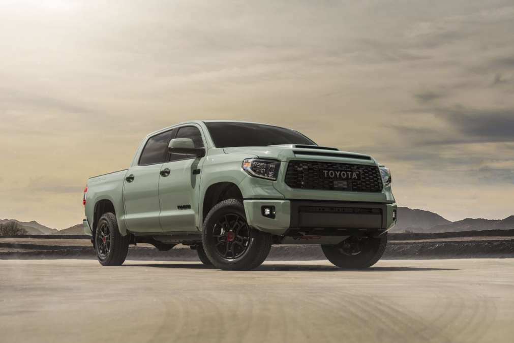 2021 Toyota Tundra TRD Pro Lunar Rock front end profile view