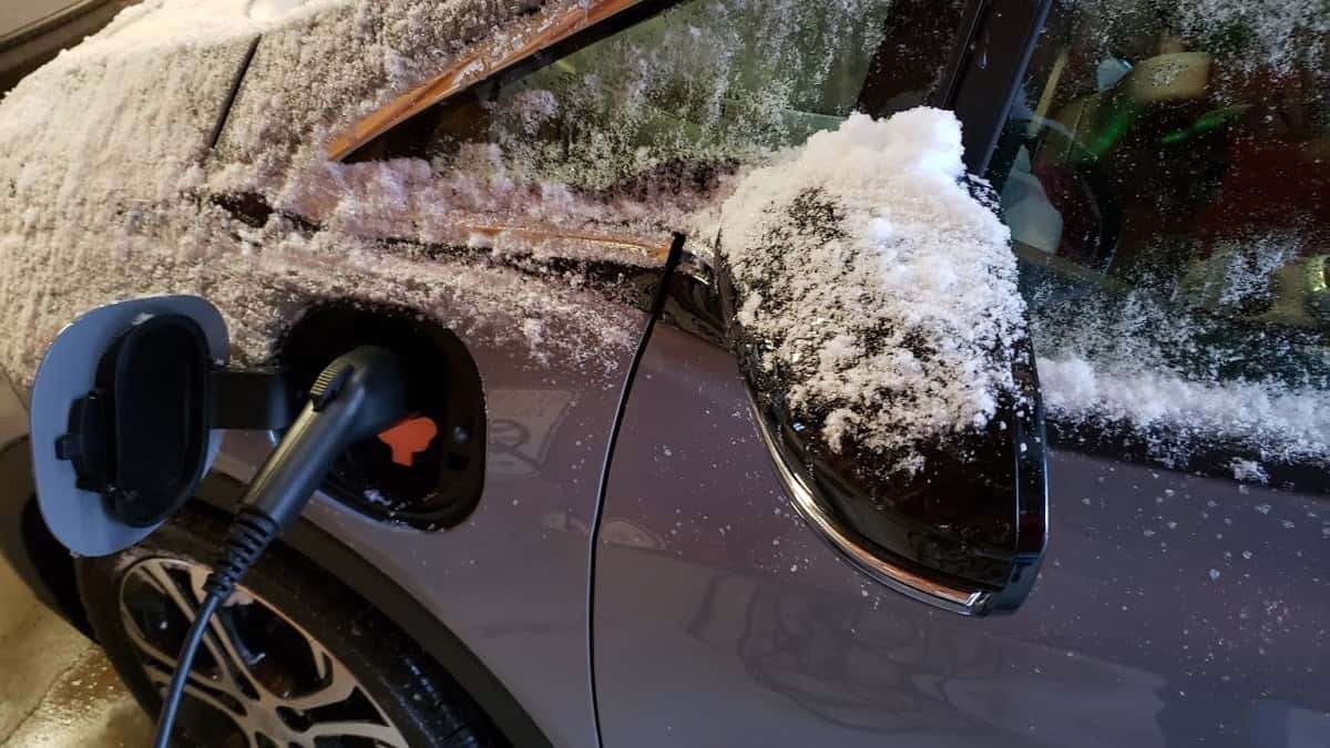 Image of Chevy Bolt charging in snow by John Goreham