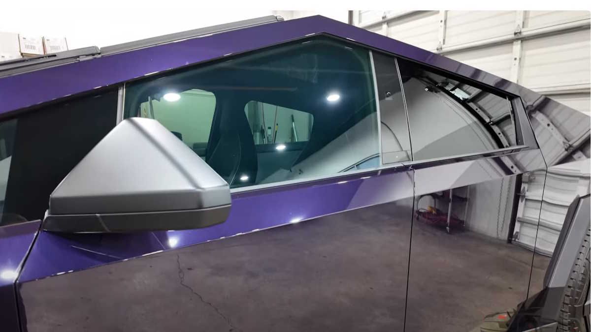 Up Close View of Gloss Purple Cybertruck Wrap Dazzles and Gives New Meaning to the Color Purple