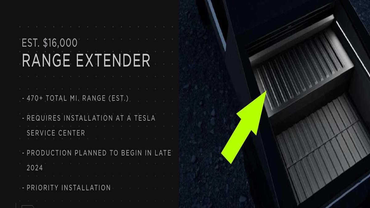 Range Extender for Tesla Cybertruck Price Confirmed To Be $16,000 - It Requires Installation At a Tesla Service Center - Coming Late 2024