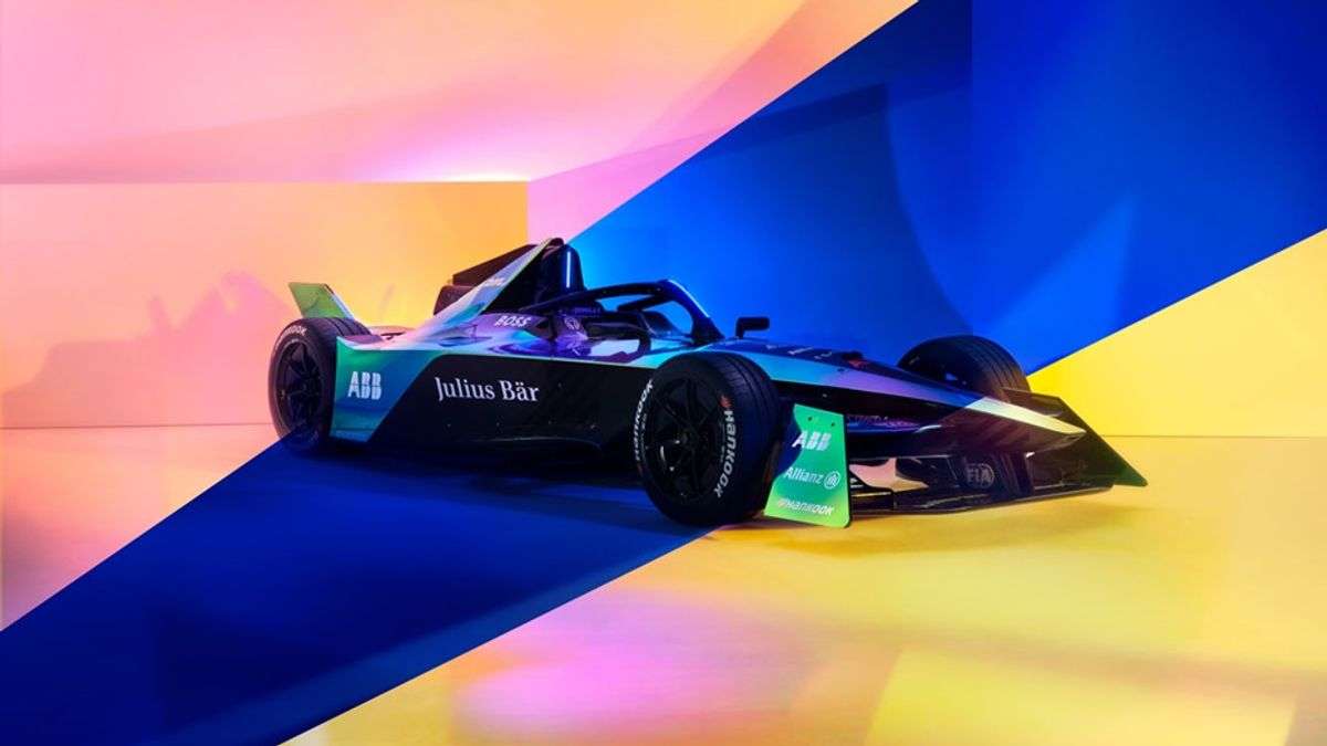 Front right view of the angular new Gen 3 Formula E car.