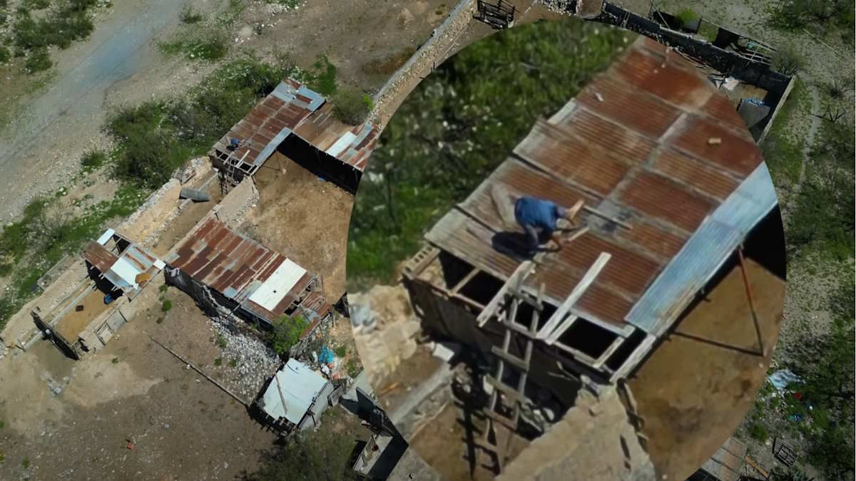 On Site Construction At Giga Mexico Begins - Worker Seen Tearing Down A Decades Old Building