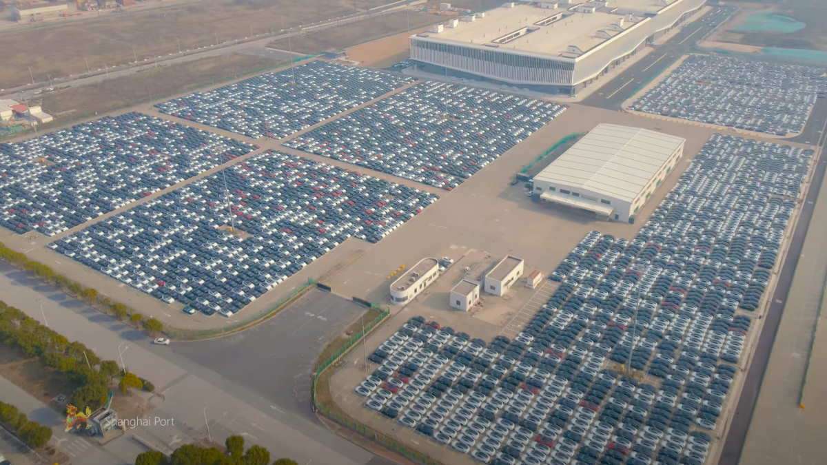 Hordes of Tesla Vehicles Await Export at Giga Shanghai