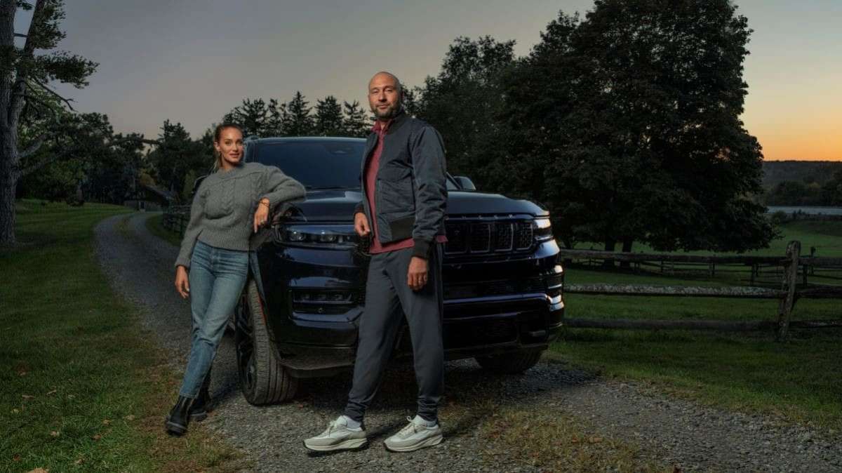 Derek and Hannah Jeter with 2022 Jeep Grand Wagoneer