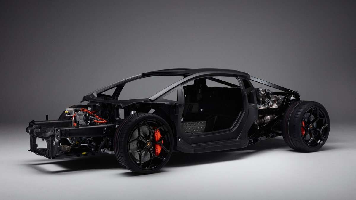 Image showing a rolling chassis version of Lamborghini's upcoming Aventador replacement, codenamed LB744.