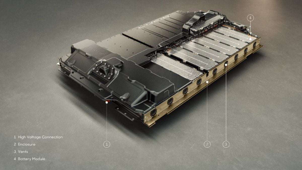 Image showing a diagram of Lucid's battery back assembly.
