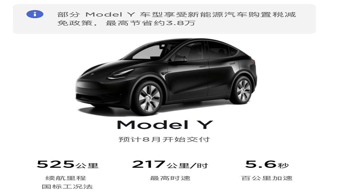 Tesla Model Y Standard Range China