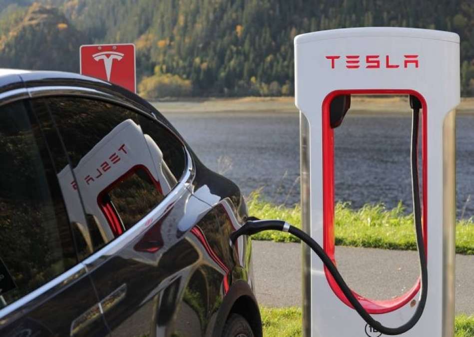 Tesla Model S Charging at Supercharger