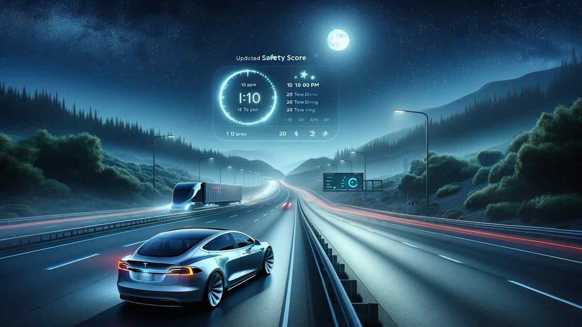 Tesla Enhances Safety Score in Latest Update: Late Night Driving Pushed Back to 11 PM