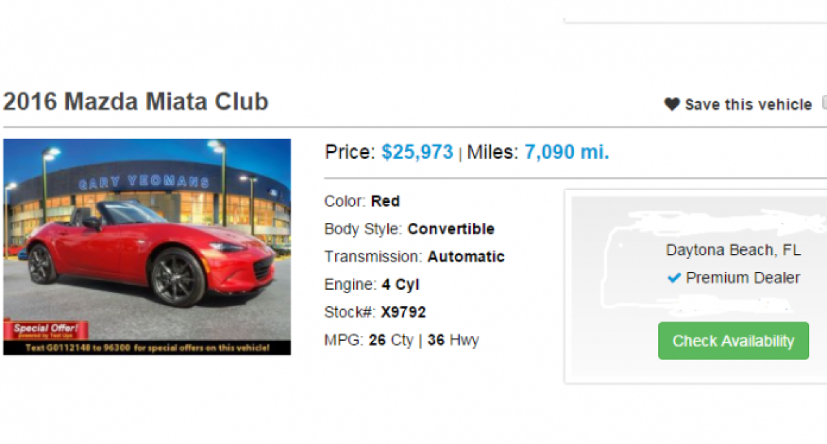 Is it too soon to shop for a used 2016 Mazda Miata?