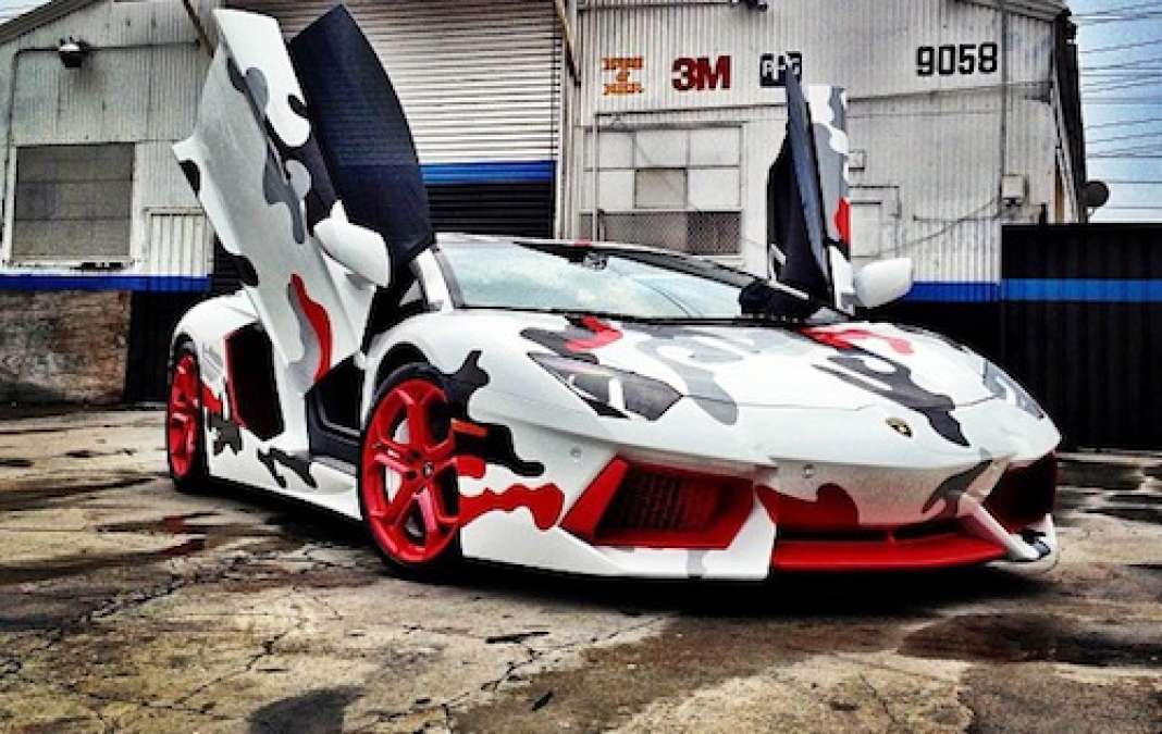 Chris Brown gives his Lamborghini Aventador a horrible camo paint job |  Torque News