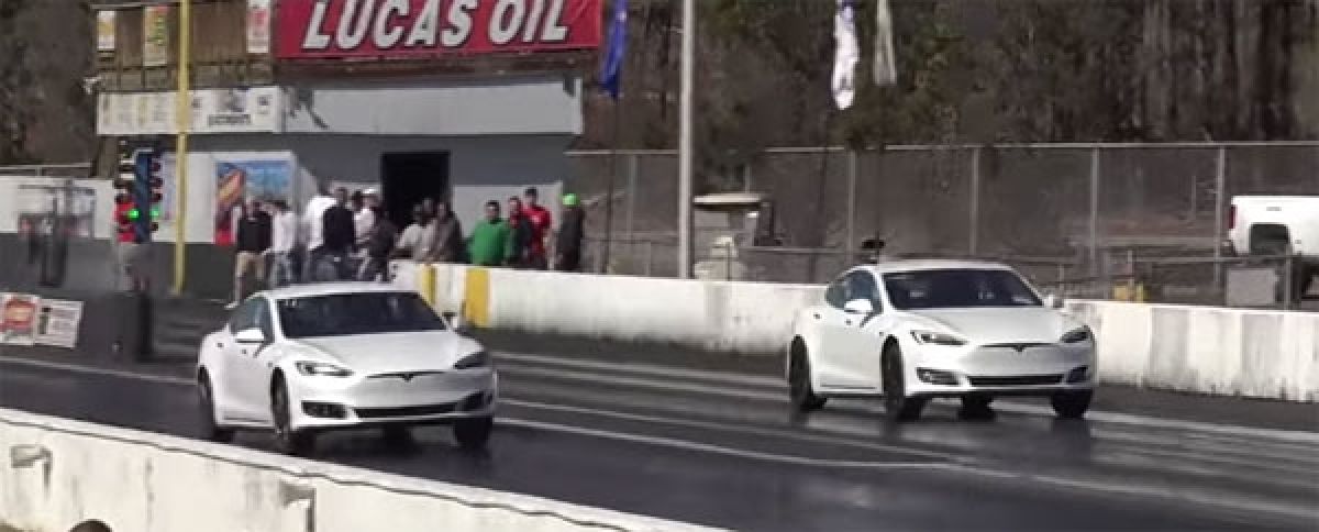 Base Tesla Model S P100d Vs A Modified P100dl Drag Race