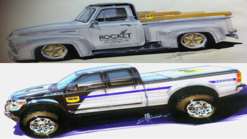 The two 2012 SEMA Cares Ford Trucks