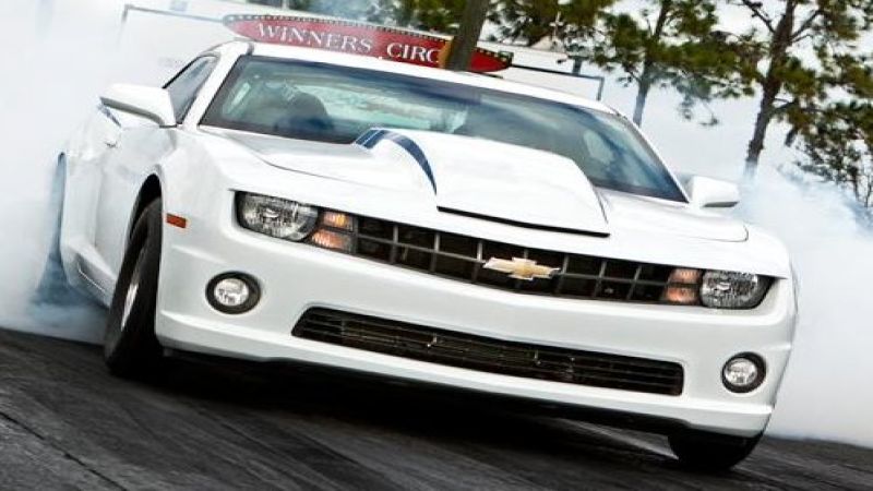 The 2012 Chevrolet COPO Camaro doing a burnout