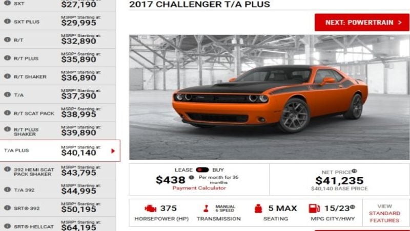 2017 dodge challenger lineup