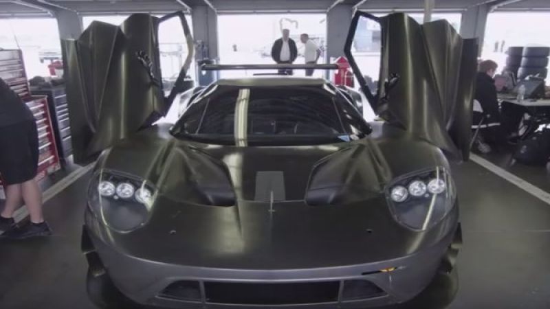 Ford GT race car paddock