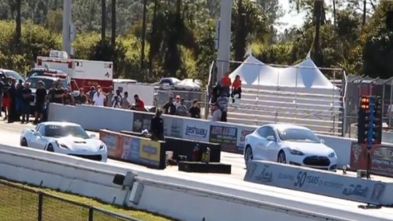 Tesla P85D racing Stingray still