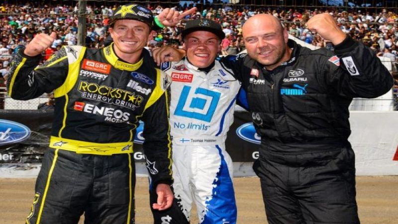 Foust, Heikkinen and Isachsen celebrate in LA
