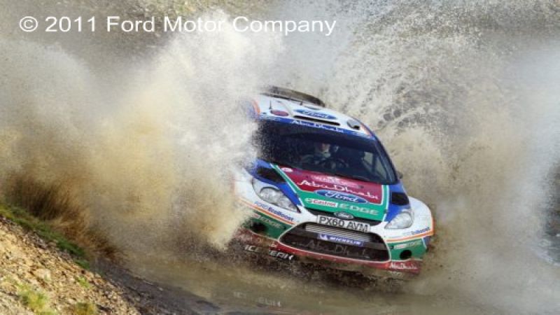 Jari-Matti Latvala and Miikka Anttila in their Ford Fiesta RS WRC at 2011 Wales 