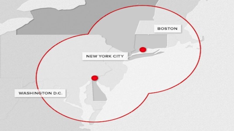 Tesla Supercharger network, east coast, 2012