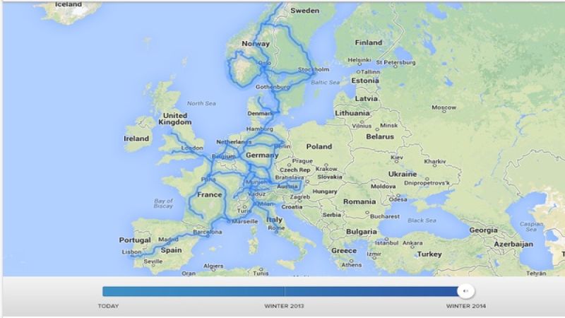 Projected European Tesla Supercharger network, Winter 2014