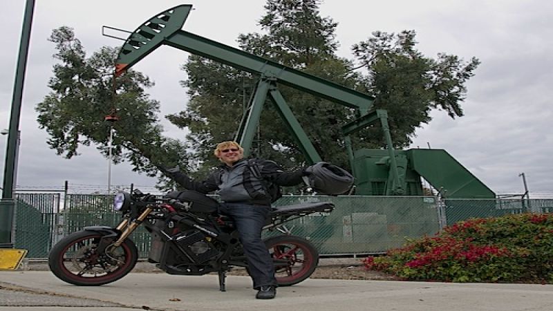 Terri sees the irony using an electric motor to drive those petroleum rigs.