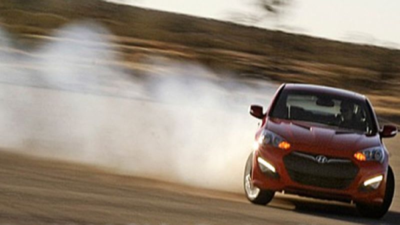 Hyundai Genesis drifting Skip Barber