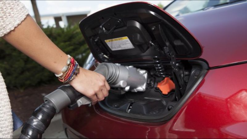 Nissan LEAF being plugged in