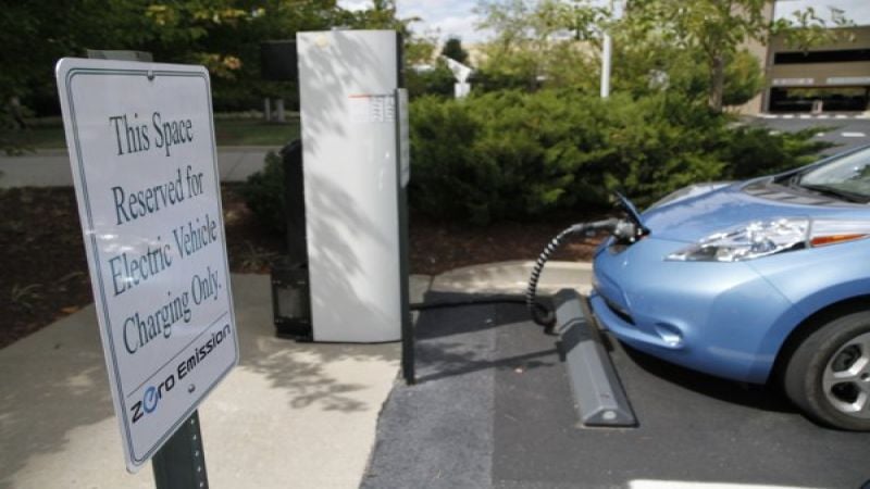 Nissan LEAF at public charging station