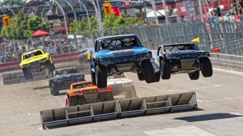 Stadium Super Trucks in flight