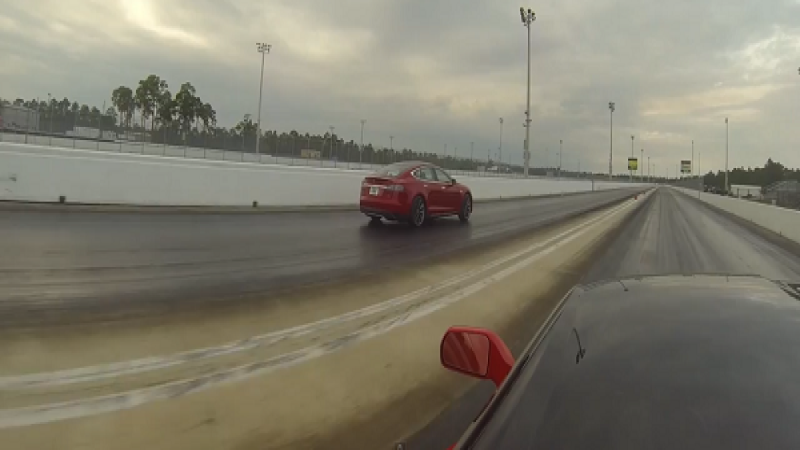 Tesla races Corvette
