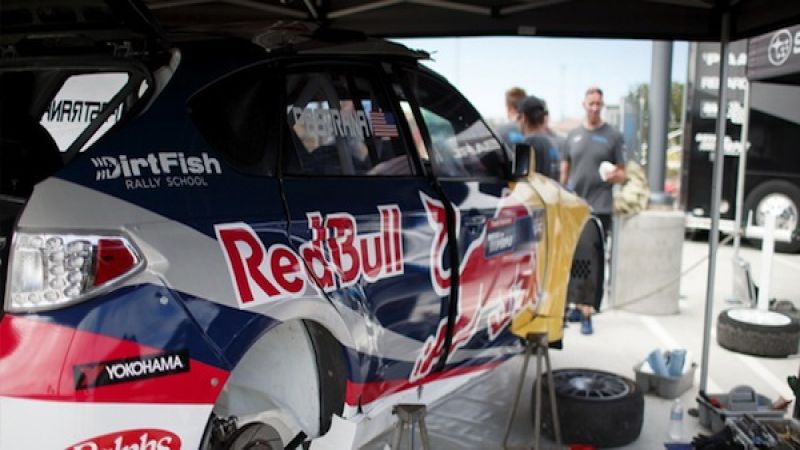 Pastrana won’t be driving the new 2015 WRX STI GRC car in LA today