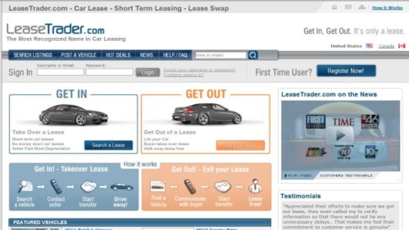 Website page for LeaseTrader.com