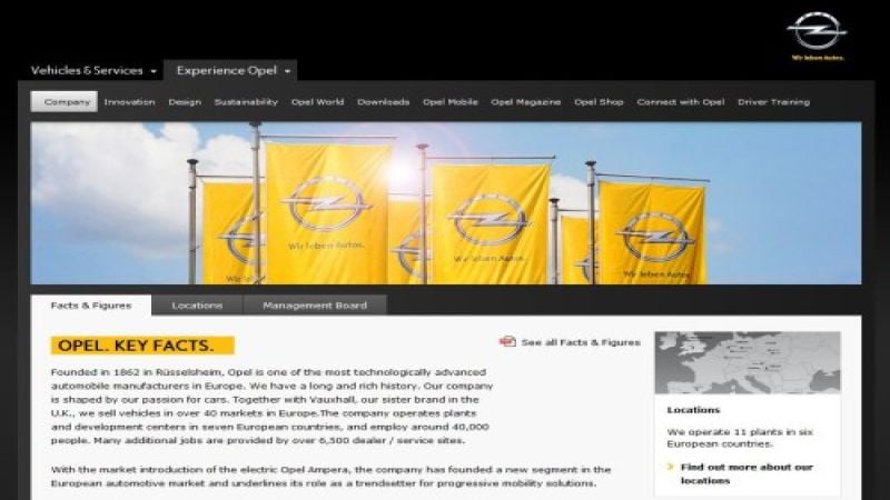 Opel webpage
