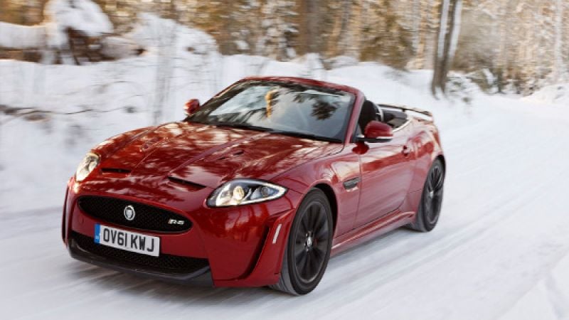 2012 Jaguar XKR-S in cold weather snow