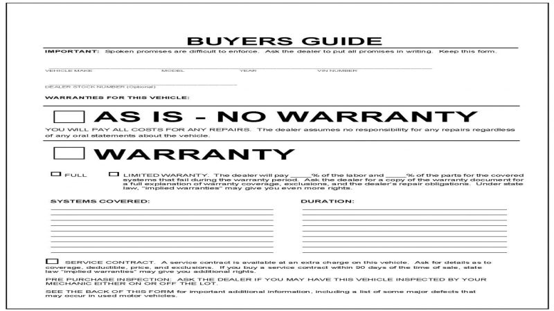 The revised                                                                                                                                 The FTC has rewritten the "Buyer's Guide" that is requried on all used and                                                                         