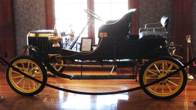 A 1908 Stanley Steamer on display at the Stanley Hotel. Photo © 2012 by Don Bain