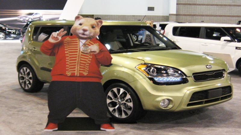 The 2013 Kia Soul with Hamster spokesrodent standup. Photo © 2013 Don Bain